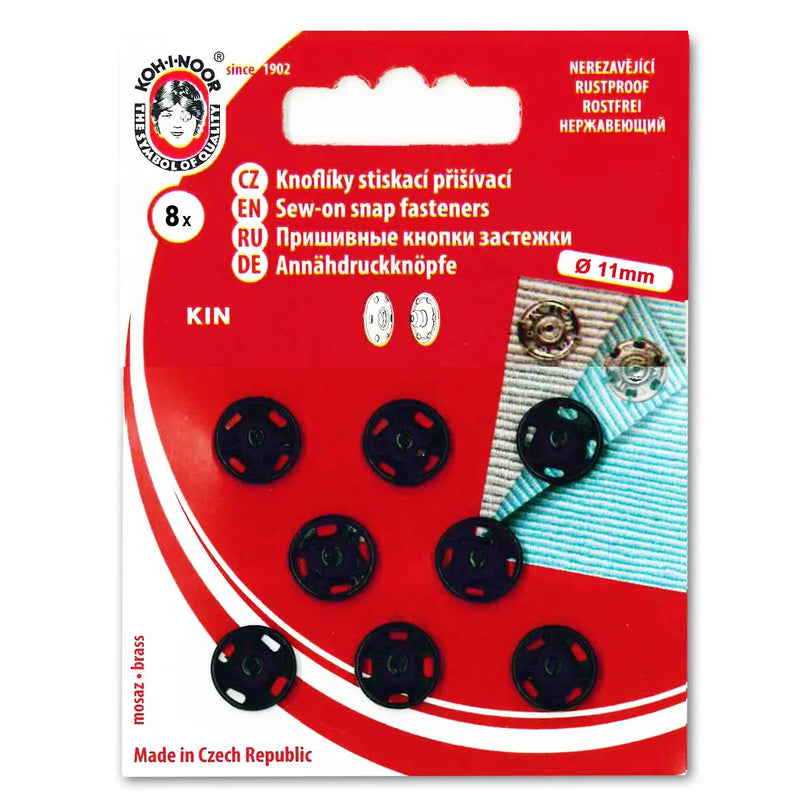 Bouton pression à coudre metal Noir  11 mm - La boite à tissus