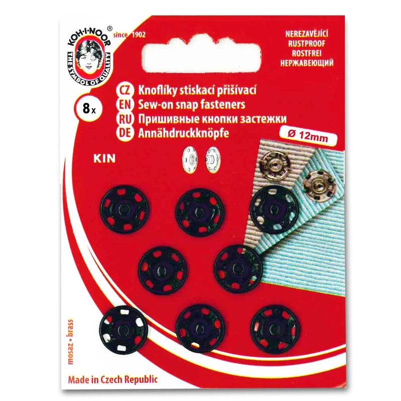 Bouton pression à coudre metal Noir  12 mm - La boite à tissus