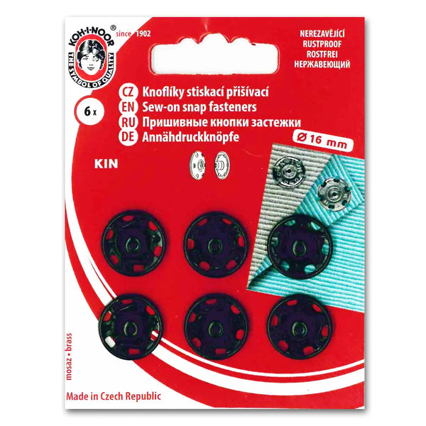 Bouton pression a coudre métal Noir 16 mm - La boite à tissus