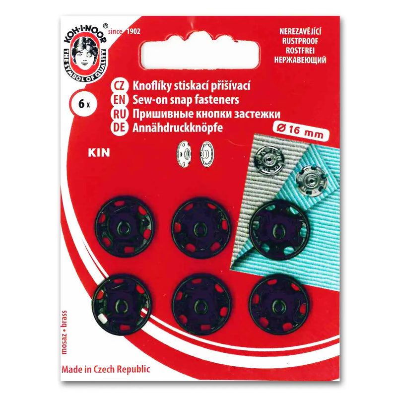 Bouton pression a coudre métal Noir 16 mm - La boite à tissus