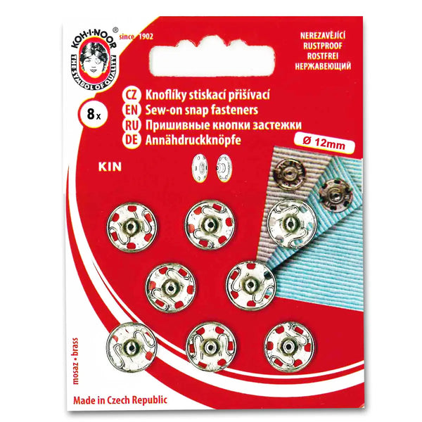 Bouton pression a coudre metal argent   12 mm - La boite à tissus