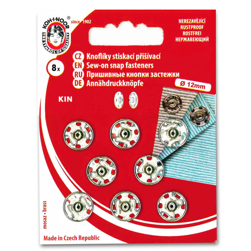 Bouton pression a coudre metal argent   12 mm - La boite à tissus