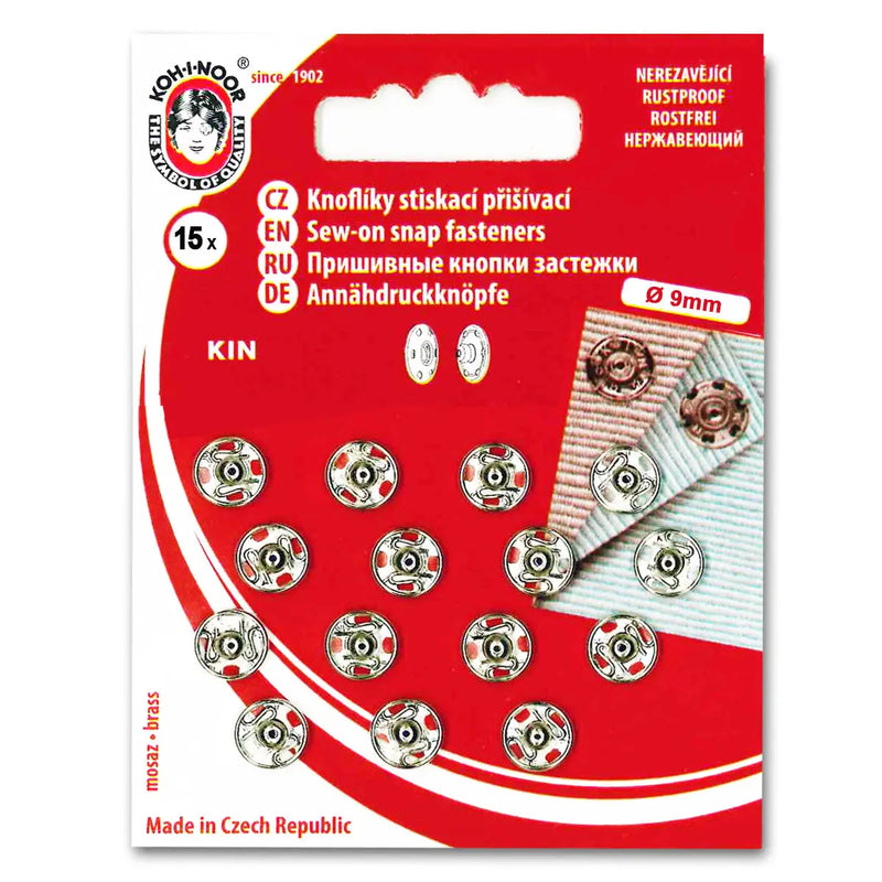 Boutons pression à coudre métal 9 mm Argent - La boite à tissus