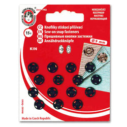 Boutons pression à coudre métal 9 mm Noir - La boite à tissus