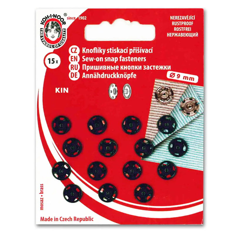 Boutons pression à coudre métal 9 mm Noir - La boite à tissus