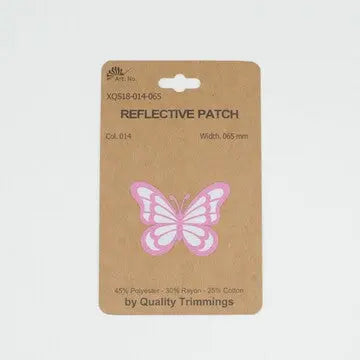 Ecusson  réfléchissant papillon fuchsia 36X46MM - La boite à tissus