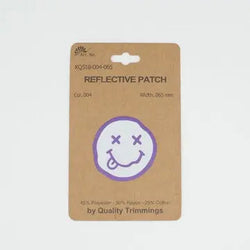 Ecusson réfléchissant smiley mauve 44x44MM - La boite à tissus