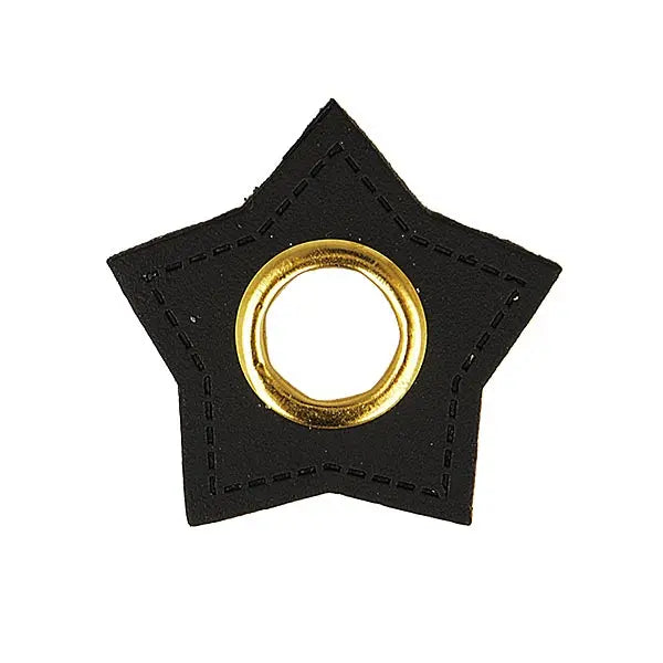 Oeillet sur cuir étoiles 4 pièces Noir - La boite à tissus