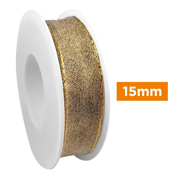 Ruban lurex avec bordure laitonné 15mm Doré - La boite à tissus