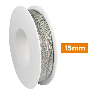 Ruban lurex avec bordure laitonné 15mm argent - La boite à tissus