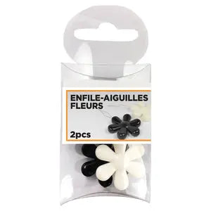 Set d'enfile-aiguille marguerite (prix pour la carte de 2 enfileurs) blan-Noir - La boite à tissus