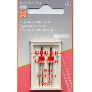 aiguilles machine à coudre Organ double stretch 75 écartement 2,5 - La boite à tissus