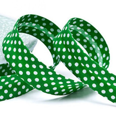 Biais à pois vert 18 mm - La boite à tissus